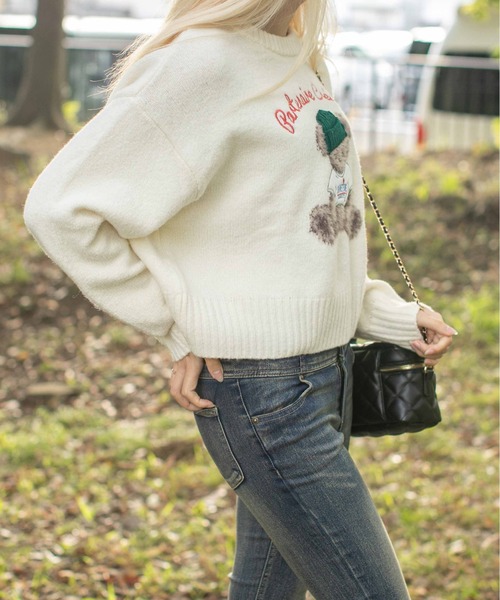 最終値下げ　HYSTERIC クマ刺繍 長袖ニット FREE ヒステリックグラマー ジャガードセーター ヒスベア Lサイズ 最終