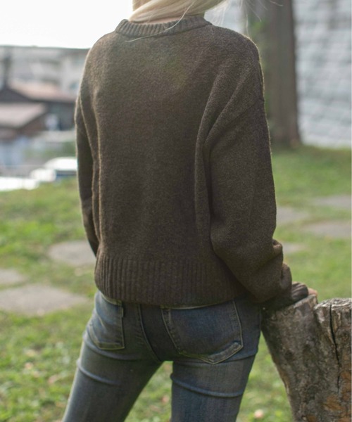 GORGE(ゴージ)の「《ショート丈×くま刺繍》レディース ニット トップス ニット帽付きモチーフ 秋冬(ニット/セーター・レディース・アイボリー/ネイビー/ブラウン/ピンク/ボルドー・F)」の21枚目の写真