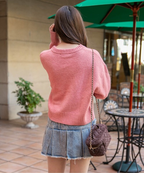 GORGE(ゴージ)の「《ショート丈×くま刺繍》レディース ニット トップス ニット帽付きモチーフ 秋冬(ニット/セーター・レディース・アイボリー/ネイビー/ブラウン/ピンク/ボルドー・F)」の9枚目の写真