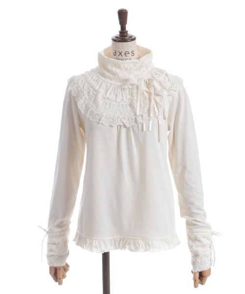 axes femme（アクシーズファム）の「ヨークレース×リボンタートル（Tシャツ/カットソー・レディース・ブラック/キナリ・FREE）」の7枚目の写真