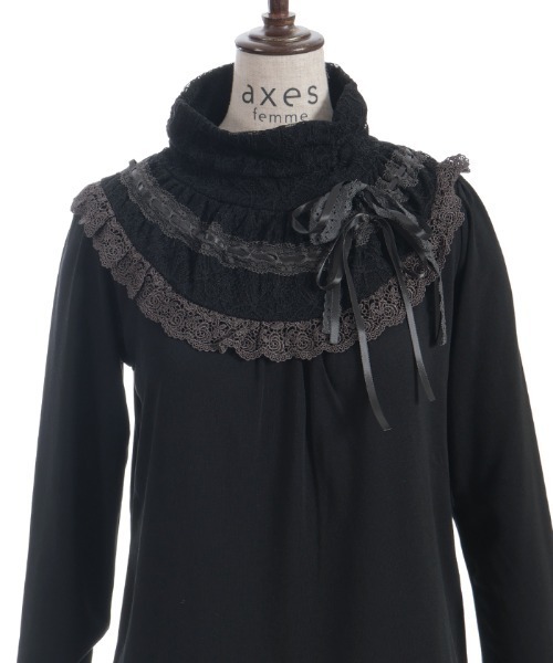 axes femme（アクシーズファム）の「ヨークレース×リボンタートル（Tシャツ/カットソー・レディース・ブラック/キナリ・FREE）」の20枚目の写真
