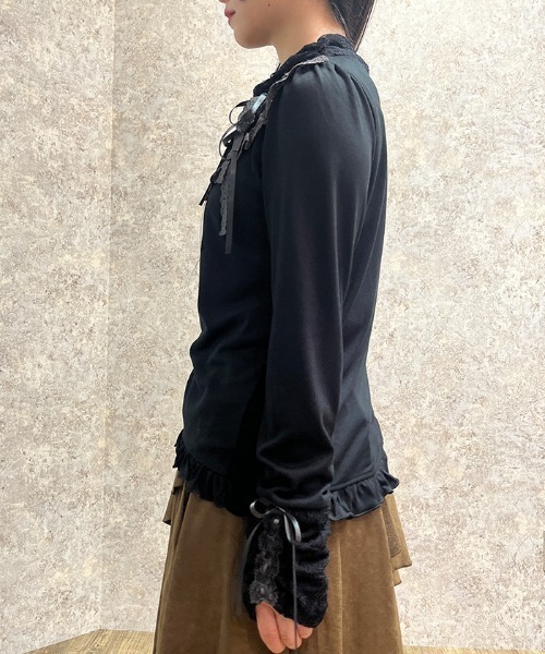 axes femme（アクシーズファム）の「ヨークレース×リボンタートル（Tシャツ/カットソー・レディース・ブラック/キナリ・FREE）」の3枚目の写真