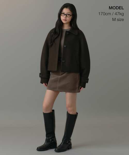 MUSINSA STANDARD WOMAN（ムシンサスタンダードウーマン）の「ウィメンズカシミヤブレンドショートマックコート[ダークブラウン]（チェスターコート・レディース・その他・SMALL/MEDIUM/LARGE/X-SMALL）」の2枚目の写真