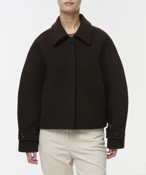 MUSINSA STANDARD WOMAN（ムシンサスタンダードウーマン）の「ウィメンズカシミヤブレンドショートマックコート[ダークブラウン]（チェスターコート・レディース・その他・SMALL/MEDIUM/LARGE/X-SMALL）」の3枚目の写真