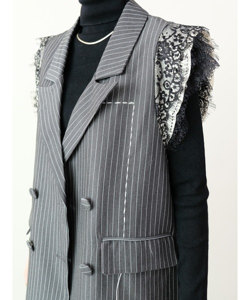 DOLLUPOOPS（ドールアップウップス）の「レースバックストライプベスト（ベスト・レディース・グレー/ブラック・FREE）」の9枚目の写真