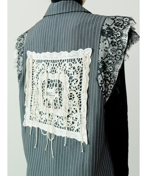 DOLLUPOOPS（ドールアップウップス）の「レースバックストライプベスト（ベスト・レディース・グレー/ブラック・FREE）」の11枚目の写真