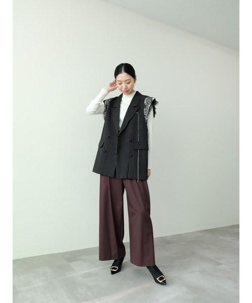 DOLLUPOOPS（ドールアップウップス）の「レースバックストライプベスト（ベスト・レディース・グレー/ブラック・FREE）」の5枚目の写真