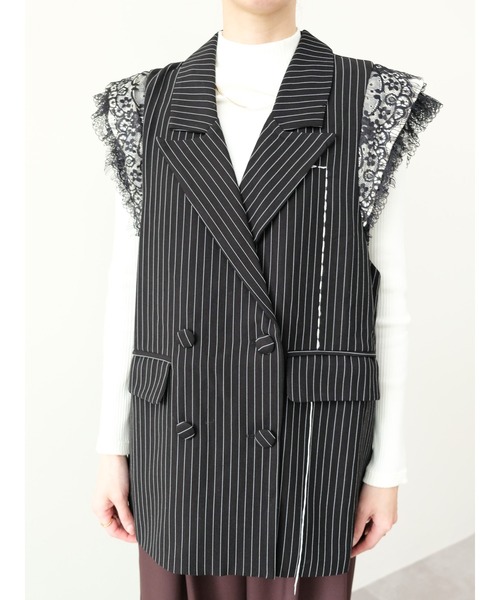 DOLLUPOOPS（ドールアップウップス）の「レースバックストライプベスト（ベスト・レディース・グレー/ブラック・FREE）」の18枚目の写真