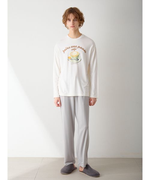 gelato pique(ジェラートピケ)の「【HOMME】クッキーワンポイントプリントロングパンツ(ルームウェア/パジャマ・メンズ・グレー/ネイビー・M/L)」の4枚目の写真