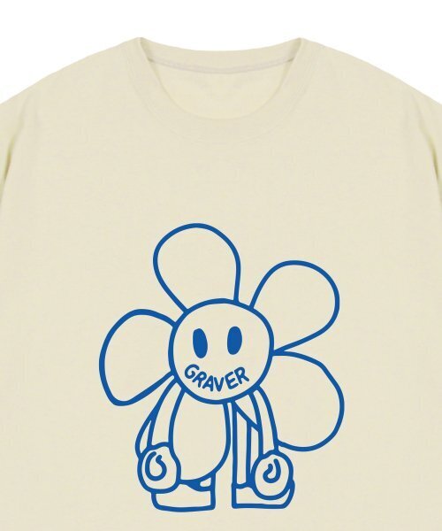 GRAVER（グレーバー）の「[ユニセックス]コミックスラインフラワードローイング半袖Tシャツ_サンドベージュ（Tシャツ/カットソー・レディース・ベージュ・X-LARGE/SMALL/MEDIUM/LARGE）」の3枚目の写真