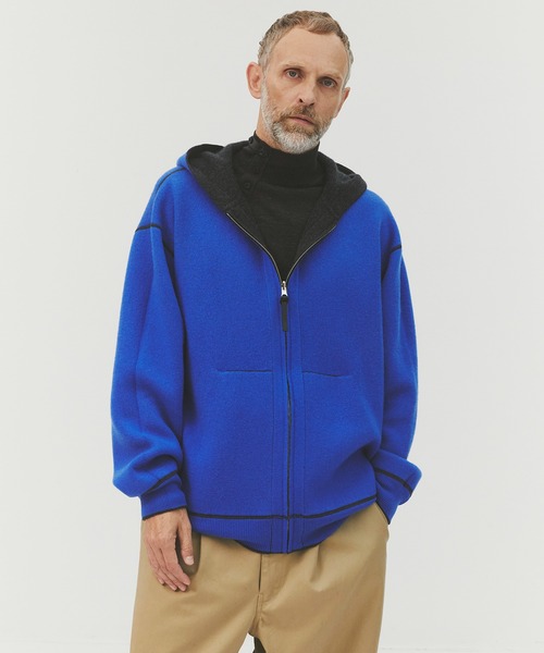 CASHMERE CASHMERE(カシミヤカシミヤ)の「【CASHMERE CASHMERE/カシミアカシミア】CASHMERE REVERSIBLE ZIP UP HOODIE(パーカー・メンズ・ダークグリーン/ブラック/ダークネイビー/モカ/ダークグレー・48/44)」の3枚目の写真