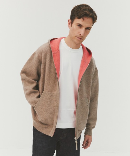 CASHMERE CASHMERE(カシミヤカシミヤ)の「【CASHMERE CASHMERE/カシミアカシミア】CASHMERE REVERSIBLE ZIP UP HOODIE(パーカー・メンズ・ダークグリーン/ブラック/ダークネイビー/モカ/ダークグレー・48/44)」の4枚目の写真