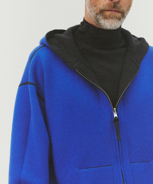 CASHMERE CASHMERE(カシミヤカシミヤ)の「【CASHMERE CASHMERE/カシミアカシミア】CASHMERE REVERSIBLE ZIP UP HOODIE(パーカー・メンズ・ダークグリーン/ブラック/ダークネイビー/モカ/ダークグレー・48/44)」の10枚目の写真
