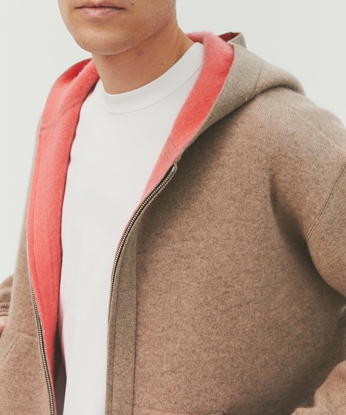 CASHMERE CASHMERE(カシミヤカシミヤ)の「【CASHMERE CASHMERE/カシミアカシミア】CASHMERE REVERSIBLE ZIP UP HOODIE(パーカー・メンズ・ダークグリーン/ブラック/ダークネイビー/モカ/ダークグレー・48/44)」の13枚目の写真