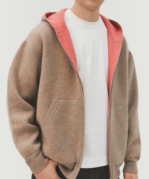CASHMERE CASHMERE(カシミヤカシミヤ)の「【CASHMERE CASHMERE/カシミアカシミア】CASHMERE REVERSIBLE ZIP UP HOODIE(パーカー・メンズ・ダークグリーン/ブラック/ダークネイビー/モカ/ダークグレー・48/44)」の14枚目の写真