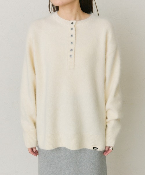 PUAL CE CIN(ピュアルセシン)の「FOX混ヘンリーネックニット(ニット/セーター・レディース・アイボリー/グレー・FREE)」の16枚目の写真
