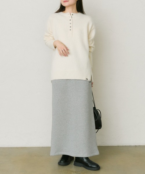 PUAL CE CIN(ピュアルセシン)の「FOX混ヘンリーネックニット(ニット/セーター・レディース・アイボリー/グレー・FREE)」の7枚目の写真