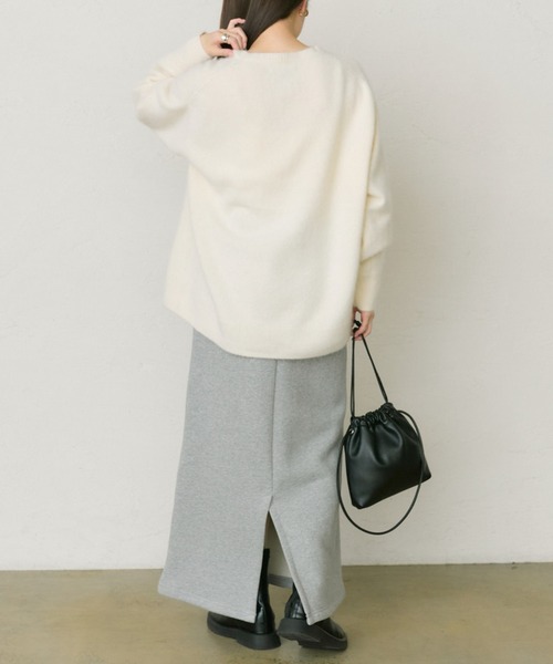 PUAL CE CIN(ピュアルセシン)の「FOX混ヘンリーネックニット(ニット/セーター・レディース・アイボリー/グレー・FREE)」の9枚目の写真