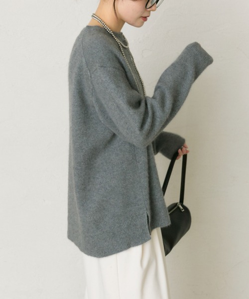 PUAL CE CIN(ピュアルセシン)の「FOX混ヘンリーネックニット(ニット/セーター・レディース・アイボリー/グレー・FREE)」の11枚目の写真