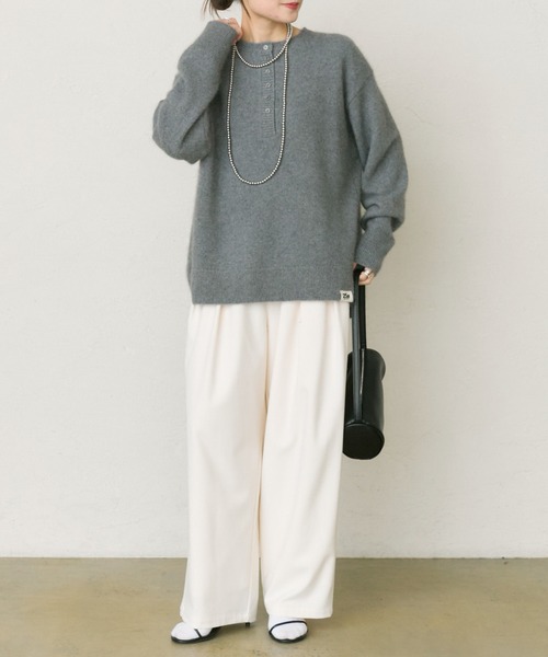 PUAL CE CIN(ピュアルセシン)の「FOX混ヘンリーネックニット(ニット/セーター・レディース・アイボリー/グレー・FREE)」の13枚目の写真