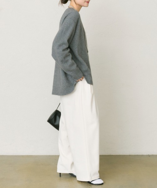 PUAL CE CIN(ピュアルセシン)の「FOX混ヘンリーネックニット(ニット/セーター・レディース・アイボリー/グレー・FREE)」の14枚目の写真