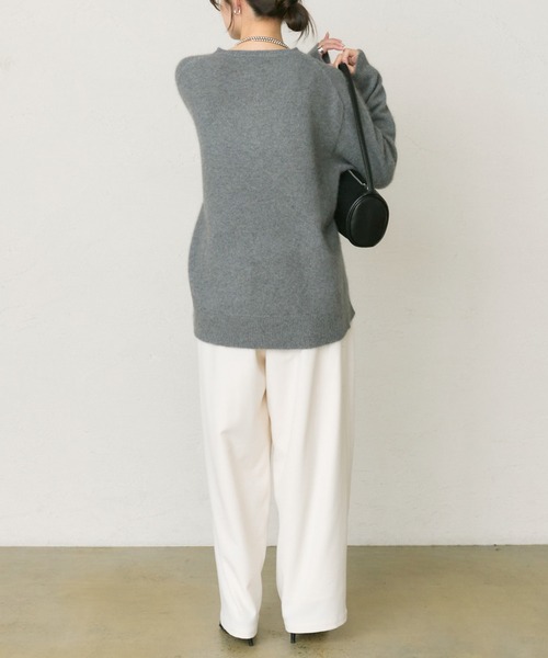 PUAL CE CIN(ピュアルセシン)の「FOX混ヘンリーネックニット(ニット/セーター・レディース・アイボリー/グレー・FREE)」の15枚目の写真