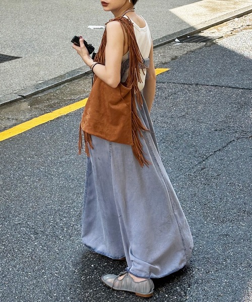 LACE DOCKING TENCEL DENIM FLARE DRESS（ワンピース）｜Ameri（アメリ