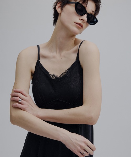 LACE DOCKING TENCEL DENIM FLARE DRESS（ワンピース）｜Ameri（アメリ