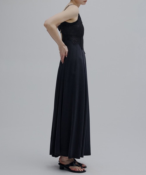 LACE DOCKING TENCEL DENIM FLARE DRESS（ワンピース）｜Ameri（アメリ