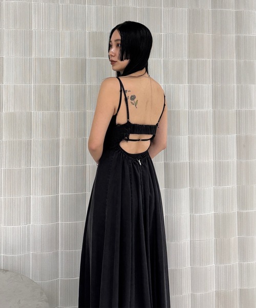 LACE DOCKING TENCEL DENIM FLARE DRESS（ワンピース）｜Ameri（アメリ