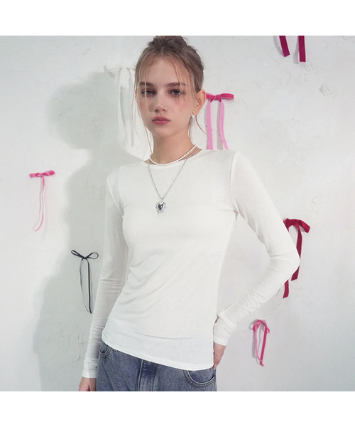 Vivacious(ビバシャス)の「Everyday Cozy Tee_6Colors(Tシャツ/カットソー・レディース・モカ/ブラック/スカイブルー/アイボリー/グレー/チャコール・SMALL/MEDIUM)」の2枚目の写真