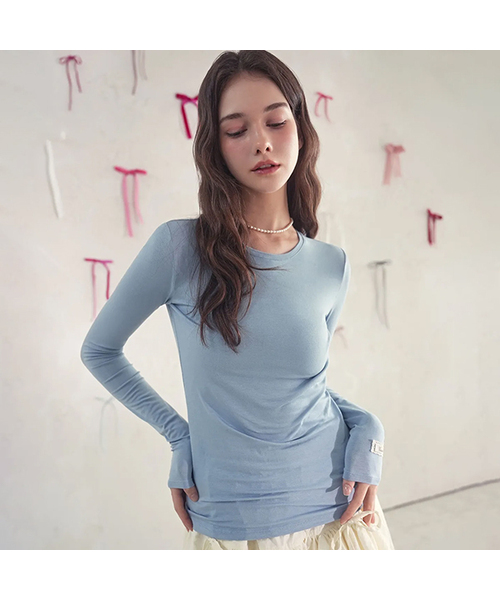 Vivacious(ビバシャス)の「Everyday Cozy Tee_6Colors(Tシャツ/カットソー・レディース・モカ/ブラック/スカイブルー/アイボリー/グレー/チャコール・SMALL/MEDIUM)」の6枚目の写真