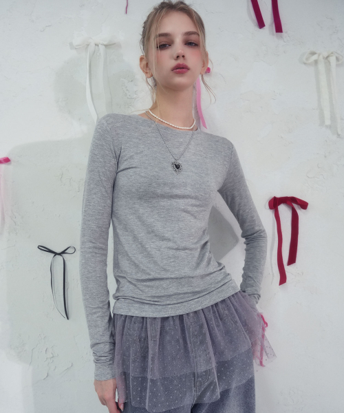 Vivacious(ビバシャス)の「Everyday Cozy Tee_6Colors(Tシャツ/カットソー・レディース・モカ/ブラック/スカイブルー/アイボリー/グレー/チャコール・SMALL/MEDIUM)」の7枚目の写真
