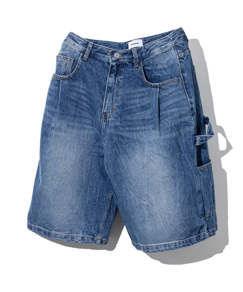 MASSNOUN(マスノウン)の「バミューダプリーツカーペンターデニムショートパンツ MSFSP001-BL(その他パンツ・レディース・その他・LARGE/X-LARGE/MEDIUM)」の1枚目の写真
