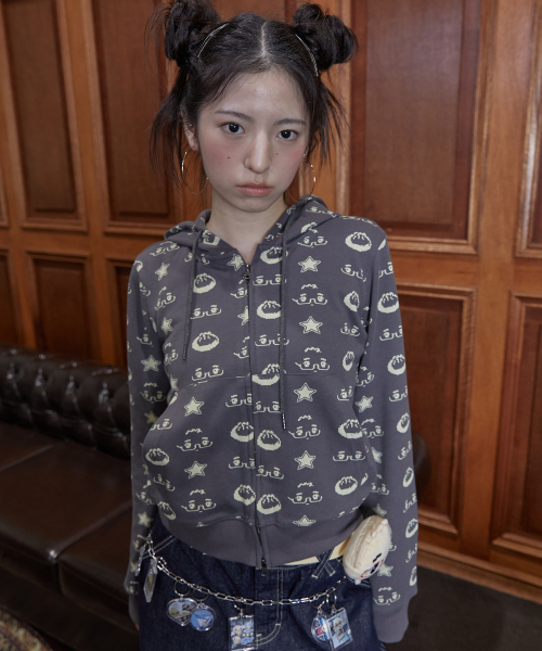 NYXX（エヌワイエックスエックス）の「NYGD PATTERN HOOD ZIP-UP CHARCOAL（パーカー・レディース・その他・FREE）」の3枚目の写真
