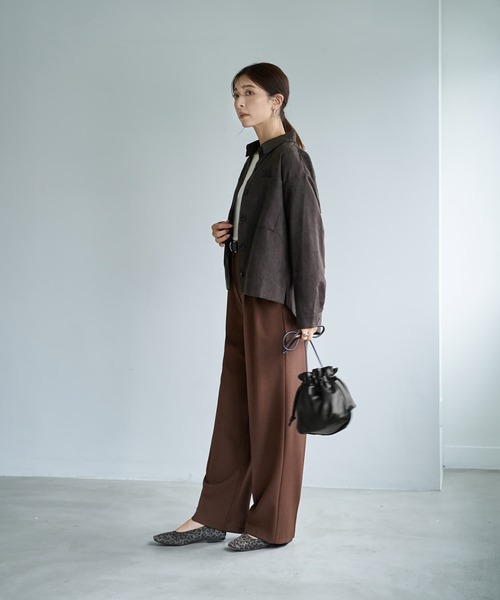 STYLE DELI(スタイルデリ)の「【LUXE】ライトスエードシャツ型ジャケット(シャツ/ブラウス・レディース・ダークブラウン系/ライトブラウン・FREE)」の12枚目の写真