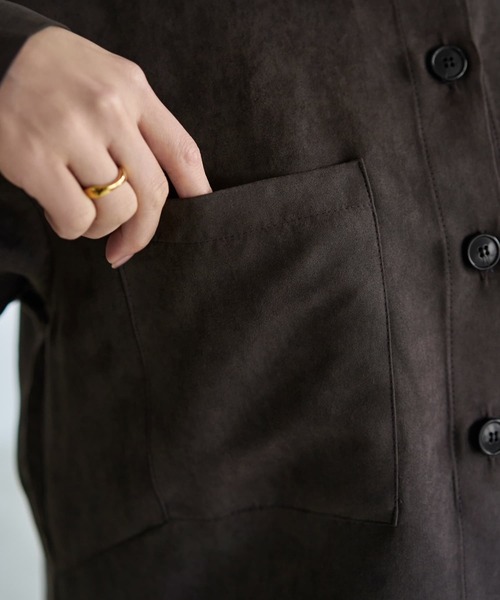STYLE DELI(スタイルデリ)の「【LUXE】ライトスエードシャツ型ジャケット(シャツ/ブラウス・レディース・ダークブラウン系/ライトブラウン・FREE)」の16枚目の写真