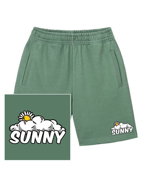 TRIPSHION(トリップション)の「SUNNY&CLOUD LOGO スウェットハーフパンツ - ピグメントグリーン(その他パンツ・メンズ・その他・MEDIUM/X-LARGE)」の1枚目の写真