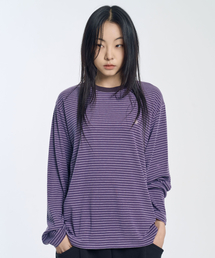 SLOW RECORD HOUSE（スローレコードハウス）の「ストライプロングスリーブ_パープル（Tシャツ/カットソー）」