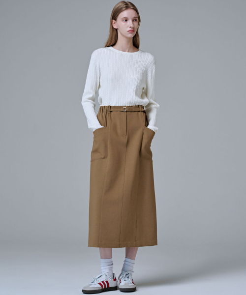 MALOUPE（マロップ）の「3107 ストレッチHラインスカート（ベージュ）（スカート・レディース・ベージュ・SMALL/MEDIUM）」の3枚目の写真