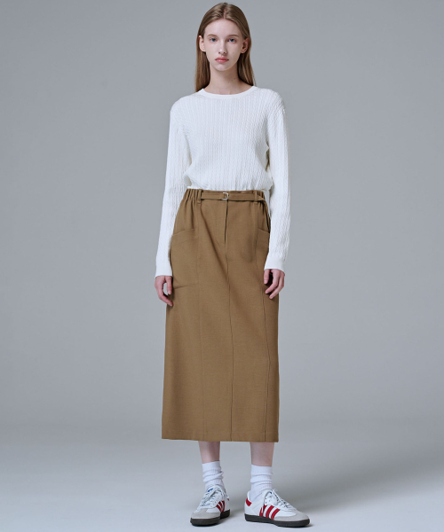MALOUPE（マロップ）の「3107 ストレッチHラインスカート（ベージュ）（スカート・レディース・ベージュ・SMALL/MEDIUM）」の4枚目の写真