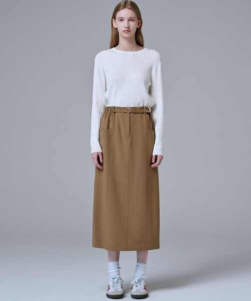 MALOUPE（マロップ）の「3107 ストレッチHラインスカート（ベージュ）（スカート・レディース・ベージュ・SMALL/MEDIUM）」の5枚目の写真