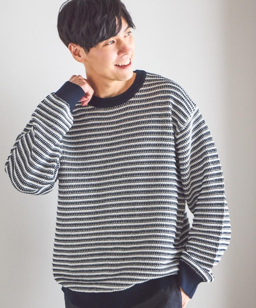 セール】コットンボーダーニットプルオーバー/619242（ニット/セーター