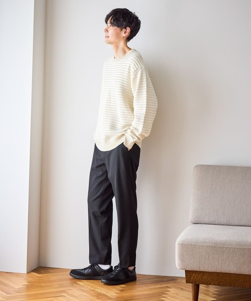 GLOBAL WORK（グローバルワーク）の「コットンボーダーニットプルオーバー/619242（ニット/セーター・メンズ・ネイビー/グリーン/ライトベージュ・X-LARGE/MEDIUM/SMALL/LARGE）」の6枚目の写真