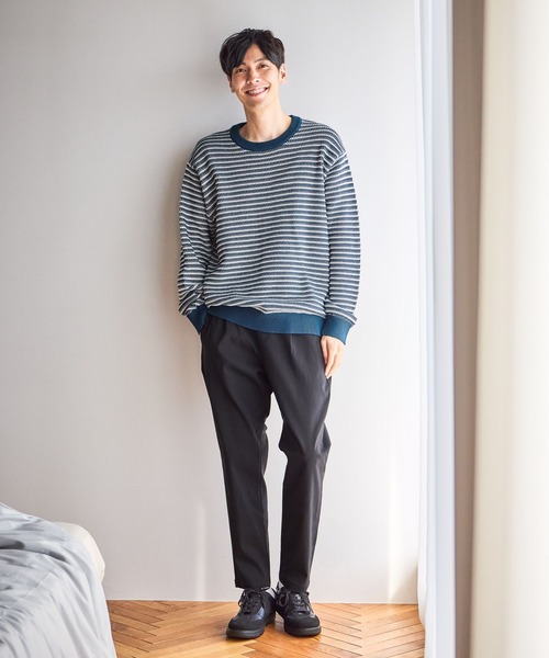 GLOBAL WORK（グローバルワーク）の「コットンボーダーニットプルオーバー/619242（ニット/セーター・メンズ・ネイビー/グリーン/ライトベージュ・X-LARGE/MEDIUM/SMALL/LARGE）」の10枚目の写真