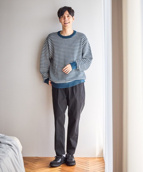 GLOBAL WORK（グローバルワーク）の「コットンボーダーニットプルオーバー/619242（ニット/セーター・メンズ・ネイビー/グリーン/ライトベージュ・X-LARGE/MEDIUM/SMALL/LARGE）」の11枚目の写真