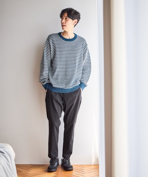 GLOBAL WORK（グローバルワーク）の「コットンボーダーニットプルオーバー/619242（ニット/セーター・メンズ・ネイビー/グリーン/ライトベージュ・X-LARGE/MEDIUM/SMALL/LARGE）」の12枚目の写真