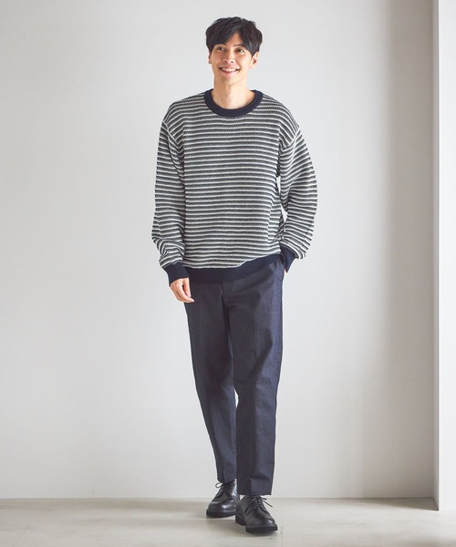 GLOBAL WORK（グローバルワーク）の「コットンボーダーニットプルオーバー/619242（ニット/セーター・メンズ・ネイビー/グリーン/ライトベージュ・X-LARGE/MEDIUM/SMALL/LARGE）」の17枚目の写真