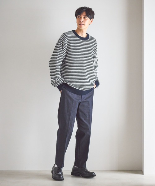 GLOBAL WORK（グローバルワーク）の「コットンボーダーニットプルオーバー/619242（ニット/セーター・メンズ・ネイビー/グリーン/ライトベージュ・X-LARGE/MEDIUM/SMALL/LARGE）」の19枚目の写真