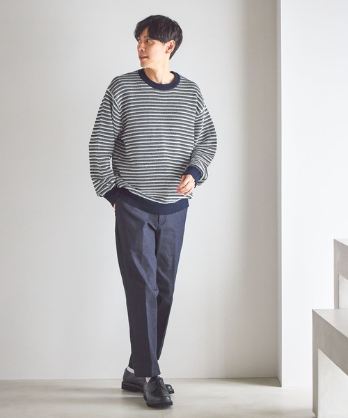 GLOBAL WORK（グローバルワーク）の「コットンボーダーニットプルオーバー/619242（ニット/セーター・メンズ・ネイビー/グリーン/ライトベージュ・X-LARGE/MEDIUM/SMALL/LARGE）」の20枚目の写真